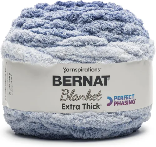 Miniatura 22 de Bernat - Hilo para manta extra grueso color niebla azul - 1 paquete de 21.12 oz/598.74 g - 100% poliéster - #7 Jumbo - 72 yardas - Hilo grueso