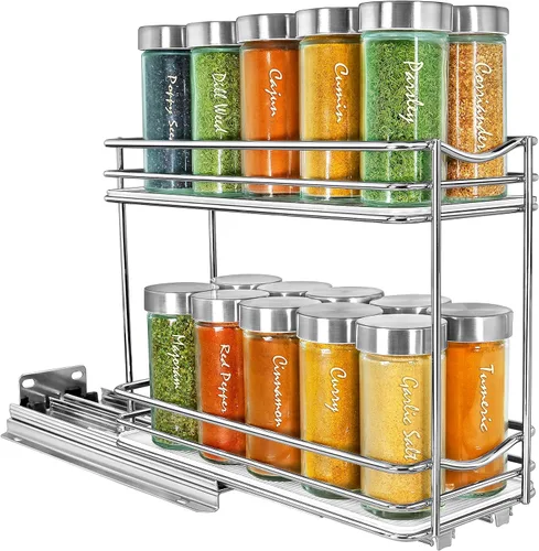Miniatura 9 de LYNK PROFESSIONAL® Organizador de especias extraíble para armarios de cocina interiores - 4-3/8 pulgadas de ancho - cajón deslizante - Estante