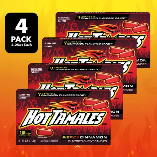 Miniatura 4 de Hot Tamales - Caramelos feroces de canela, paquete de 4, 4.25 onzas cada uno, ideal para los amantes de los dulces y fanáticos de los tamales