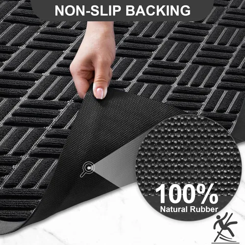 Miniatura 5 de Mibao Tapete para puerta delantera, resistente y duradero, tapete de bienvenida para interiores y exteriores, atrapador de suciedad, impermeable