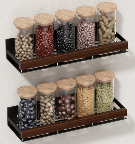 Organizador magnético de especias de nogal para refrigerador, soporte de pared, estante de especias magnético para refrigerador, organizador de