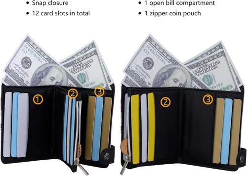 Miniatura 5 de Cartera corta de piel sintética de viaje con bolsillo para monedas con cremallera, Luffy B, Casual