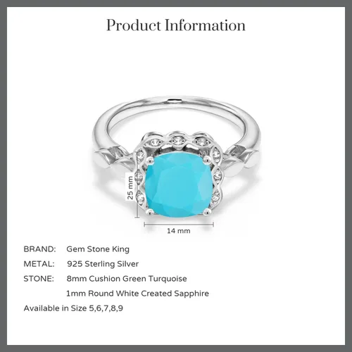 Miniatura 94 de Gem Stone King Anillo de compromiso de plata de ley 925 de 0.315 in con piedra natal y zafiro blanco creado Anillo de compromiso de boda