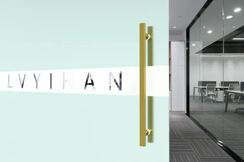 Miniatura 4 de Manijas Cuadradas de Titanio Dorado para Puerta de Granero 12"/24"/36"/48"/59", Manija Larga de Puerta Francesa de Empujar y Tirar de Doble Cara