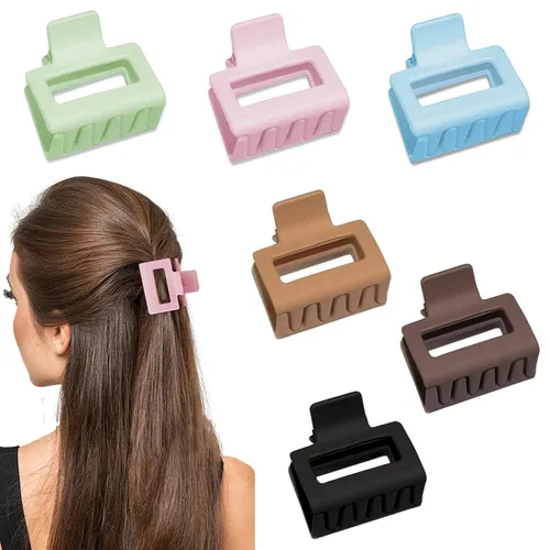 Miniatura 2 de Paquete de 6 pinzas para el cabello para mujeres y niñas, rectángulo mediano de 2 pulgadas, pinzas pequeñas para cabello fino o grueso medio