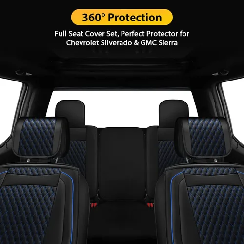 Miniatura 9 de Octomo Juego completo de fundas de asiento compatibles con Chevy Silverado GMC Sierra Custom Fit 2007 a 2025 1500 2500HD 3500HD Crew Double Extended