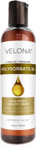 Polysorbate 80 de velona - 4 onzas líquidas | Solubilizante, grado alimenticio y cosmético | Todo natural para cocinar, cuidado de la piel y bombas