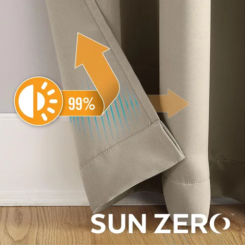 Miniatura 4 de Sun Zero Soho - Juego de 2 paneles de cortinas opacas de eficiencia energética con ojales, 54 x 84 pulgadas, color piedra Beige piedra