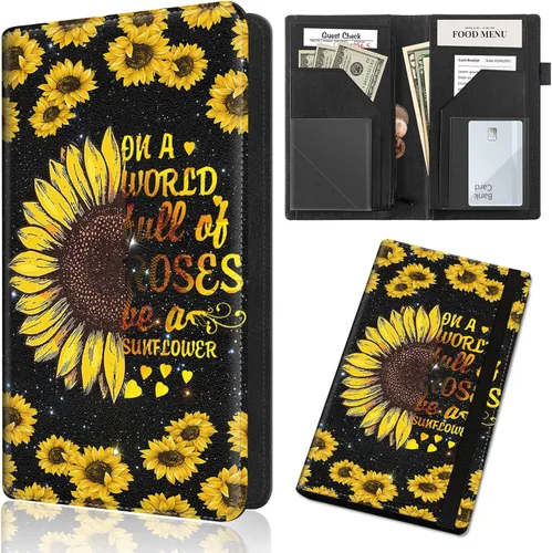 Miniatura 26 de Server Book,Waitress Book,5x9 Inch Server Books for Waitress & Waiter, Cute PU Leather Serving Book Guest Check Presenters Organizer with Zipper