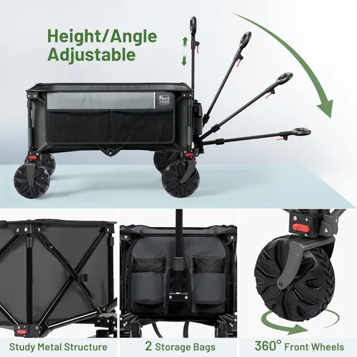 Miniatura 3 de Timber Ridge Carro plegable utilitario plegable resistente con ruedas todo terreno para compras al aire libre, camping, jardín, deportes, con bolsa