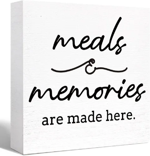 Letreros de madera para cocina, con texto en inglés "Meals and Memories are Made Here" ("Meals and Memories are Made Here") para cocina, letrero de
