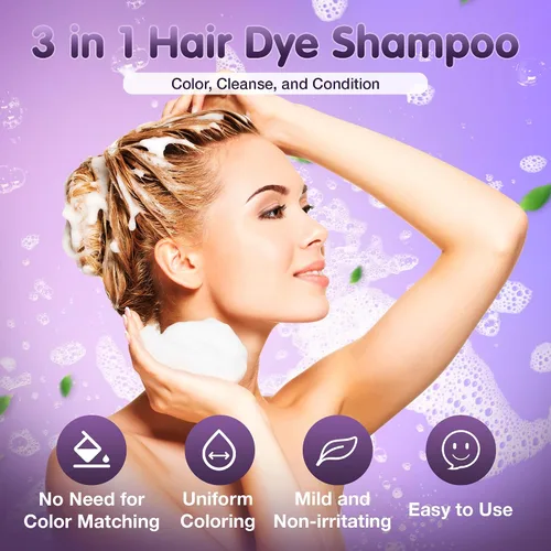 Miniatura 5 de Leorx Champú 3 en 1 para teñir el cabello marrón, color para refrescar el cabello, coloración herbaria instantánea para mujeres y hombres, 16.9