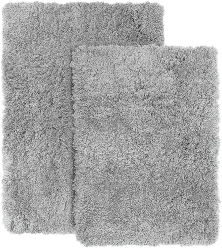 3 alfombras de baño ultra suaves y bonitas, tamaños 17 x 24/20 x 32/20 x 24 pulgadas, tacto suave, súper lujoso, grueso, extra fresco, plateado,