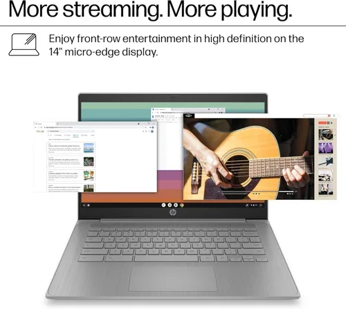 Miniatura 9 de Laptop HP Chromebook 14 (14" antirreflejos, Intel 4-Core Celeron N4120, 4GB RAM, 128GB de almacenamiento (64GB+64GB SD)) para el hogar