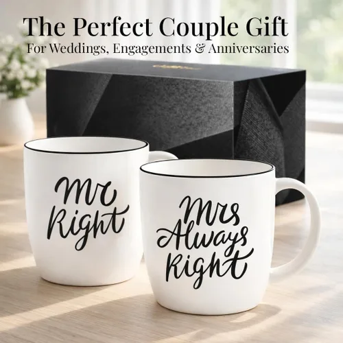 Miniatura 2 de Triple Gifffted Mr Right Mrs Always Right - Tazas de café, ideas de regalos para parejas, aniversario de boda, compromiso, Navidad, para él