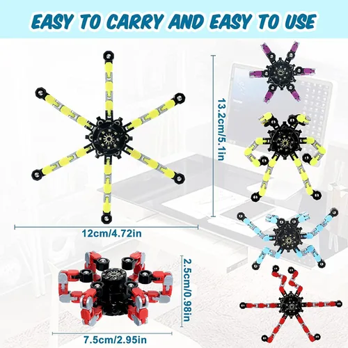 Miniatura 2 de 20 piezas de juguetes fidget spinners al azar, juguetes dedo robot deformables DIY, juguete spinner de descompresión, juguetes gyro mecánicos