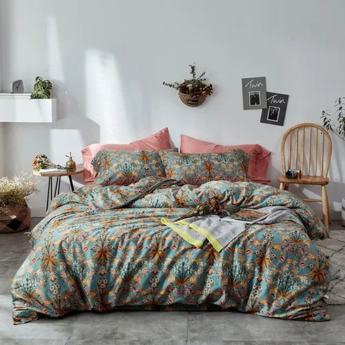 Miniatura 32 de Mixinni Juego de Colcha Reversible, 100% algodón, 3 piezas, diseño elegante bordado, fundas decorativas con bordado suave, Algodón, Patrón5272.