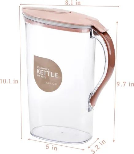 Miniatura 2 de Coloch - Paquete de 2 jarras de agua de plástico de 2 cuartos de galón con tapa abatible, recipiente de agua delgado transparente de medio galón