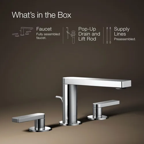 Miniatura 13 de KOHLER Compuesto K-73060-4-CP Grifo de lavabo de baño de 2 manijas con montaje de drenaje de metal en cromo pulido