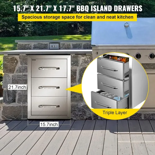 Miniatura 4 de Cajones de cocina para exteriores de 16 pulgadas de ancho x 21.5 pulgadas de alto x 18 pulgadas de profundidad, puerta de acceso para barbacoa