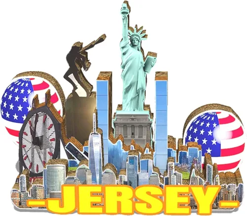 Imán de la ciudad de Jersey de los Estados Unidos imán de madera 3D hitos de viaje coleccionables recuerdos decoración hecha a mano