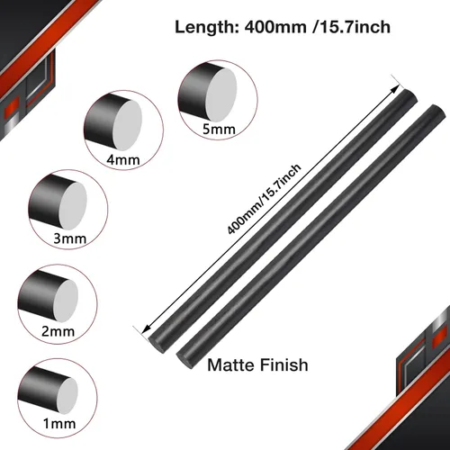 Miniatura 4 de Varilla de Fibra de Carbono de 400mm x 1.0mm 1.5mm 2.0mm 2.5mm 3.0mm 4.0mm 5.0mm 5 Piezas para Avión RC Manualidades DIY Barra Mate de 2mm 400mm