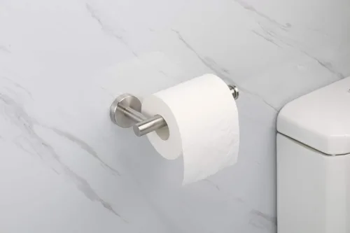 Miniatura 2 de TocTen Soporte de papel higiénico, soporte para rollo de papel higiénico montado en la pared para baño, dispensador de papel de perforación de acero