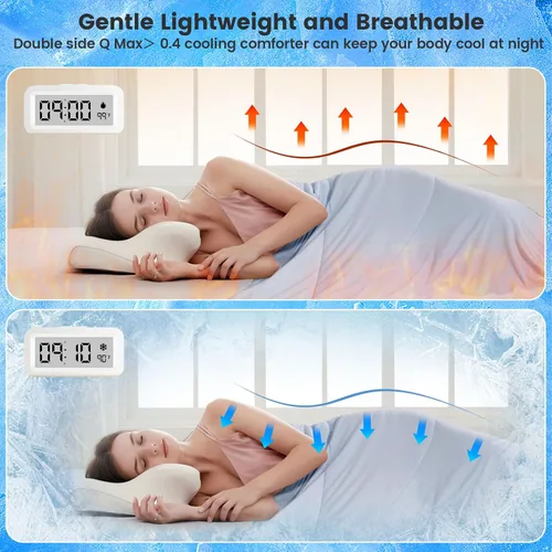 Miniatura 3 de Wolliwa Edredón refrescante tamaño individual, manta de enfriamiento en frío de doble cara para personas que duermen con calor y sudores nocturnos