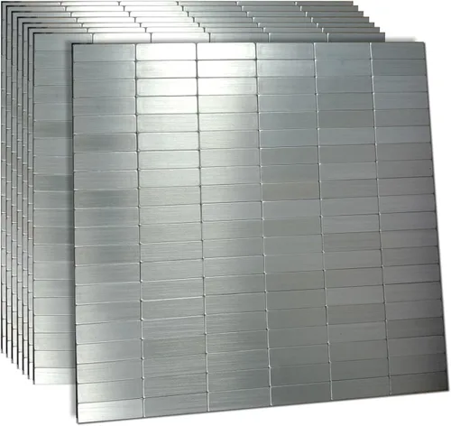 Miniatura 17 de XUANINY Azulejos de Mosaico de Aluminio Autoadhesivos para Despegar y Pegar, Pegatinas de Azulejos de Pared para Salpicadero de Cocina