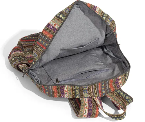 Miniatura 6 de OPQRSTU Bolso de mano hippie para mujer, bolso bohemio de gran capacidad, mochilas de moda turística portátil, Verde Amarillo, Grande, Bohemio