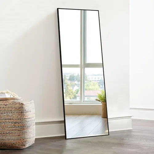 KIAYACI - Espejo para pared de cuerpo completo, espejo para dormitorio o vestidor, se puede colocar de pie, colgado o apoyado contra la pared, con