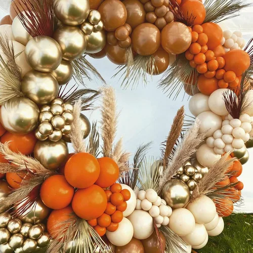 Miniatura 3 de Kit de guirnalda de arco de globos de otoño, globos de látex mate de terracota naranja quemado, arena, blanco, dorado, marrón, terracota