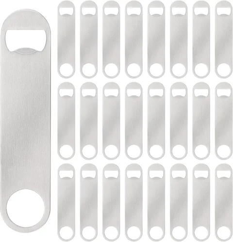Miniatura 12 de Paquete de 50 abridores planos de botellas de cerveza de acero inoxidable de 7 pulgadas, abridor de botellas de cerveza para barman cocina, bar