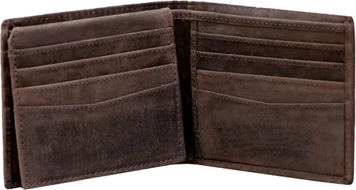 Miniatura 5 de ELIZO Cartera de cuero para hombre, whisky, Top Flip Bifold
