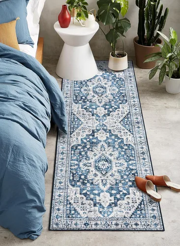 Miniatura 6 de Moynesa Alfombra de pasillo lavable ultrafina – 2 x 6 pies, color azul, alfombra de lavandería lavable, alfombras de pasillo para cocina, alfombra