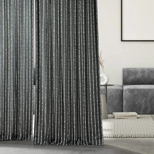 Miniatura 4 de HPD Half Price Drapes Cortinas abstractas con estampado a rayas de 108 pulgadas de largo, cortinas de algodón de lujo (1 panel), cortinas
