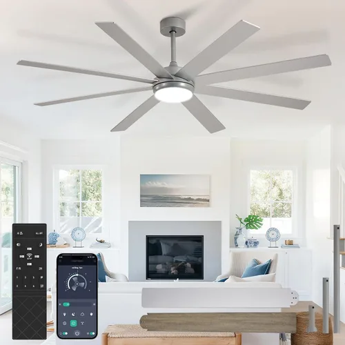 Miniatura 15 de Ventilador de Techo Grande con Luz: Ventilador Exterior de 100 Pulgadas - Ventilador de Techo Industrial con Control Remoto para Taller, Garaje