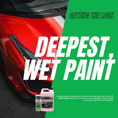 Miniatura 5 de 3D Cherry Wax - Cera líquida de carnauba para autos de exhibición con polímeros sintéticos Acabado de brillo profundo Fácil de remover Brillo