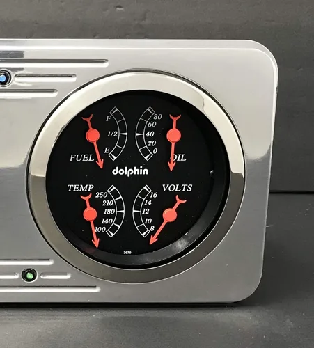 Miniatura 3 de 1946 Willys 2 Gauge Dash Panel Inserto 3 3/8" Quad Style Programable Negro