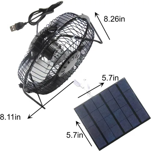 Miniatura 2 de Ventilador de escape solar de 5 W para ventilador de cobertizo, kit de ventilador solar impermeable para gallinero, casas de mascotas y ventanas