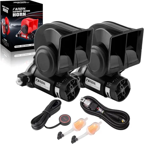 Miniatura 9 de FARBIN Kit de bocina de aire de 12 V con relé, bocina de tren ruidosa para camión, coche, motocicleta, carrito de golf, barco, CRV, Jeeps Rojo