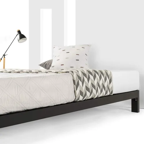 Miniatura 4 de Mellow Base de cama de metal resistente de 10 pulgadas, soporte de listones de madera, base de colchón (no necesita somier), matrimonial, color negro