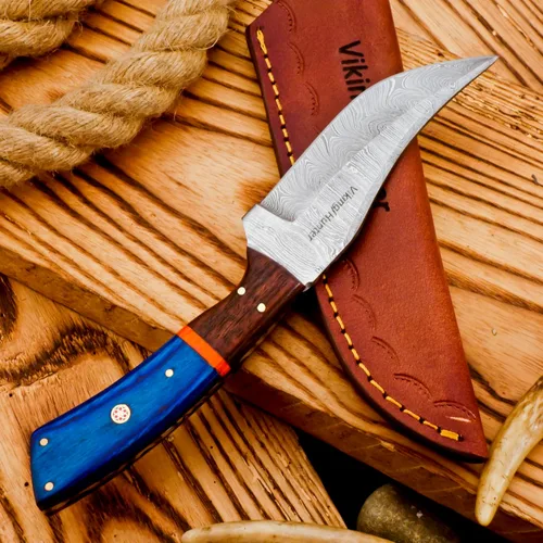 Miniatura 6 de Cuchillos de Damasco Hechos a Mano Personalizados de Acero de Damasco Cuchillo de Caza para Desollar, Camping, Exterior - Cuchillos de Caza de Hoja