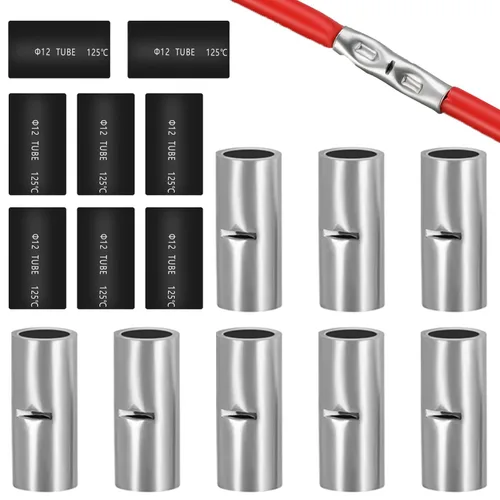 Miniatura 7 de smseace Kit de conectores a tope no aislados 4/6/8AWG de 80 piezas con tubo termorretráctil para cableado 4/6/8 calibre 4/6/8 conectores de empalme