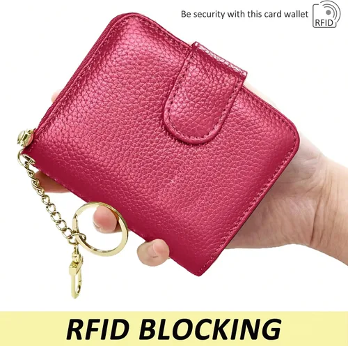 Miniatura 5 de Beurlike billetera de cuero, con tarjetero con bloqueo RFID, organizador, billetera segura para mujer