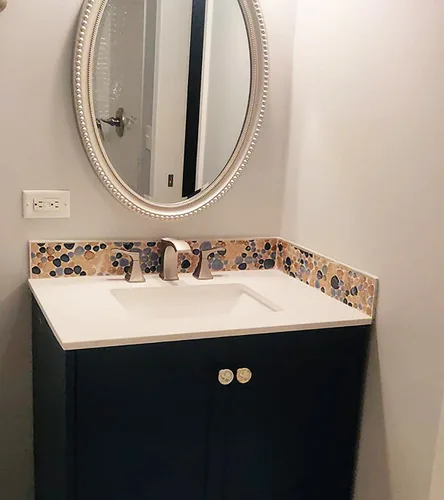 Miniatura 6 de Blujellyfish Azulejo de Porcelana de Guijarro Cerámico de Mosaico Azul Esmaltado para Piscina, Baño, Ducha, Pared y Suelo TSTGPT001
