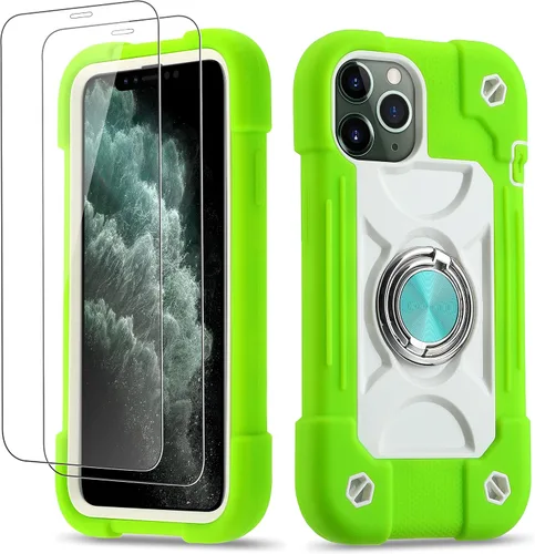 Miniatura 93 de Funda para iPhone 11 de 6.1 pulgadas con soporte de anillo, con 2 protectores de pantalla de vidrio, resistente a los golpes, resistente a