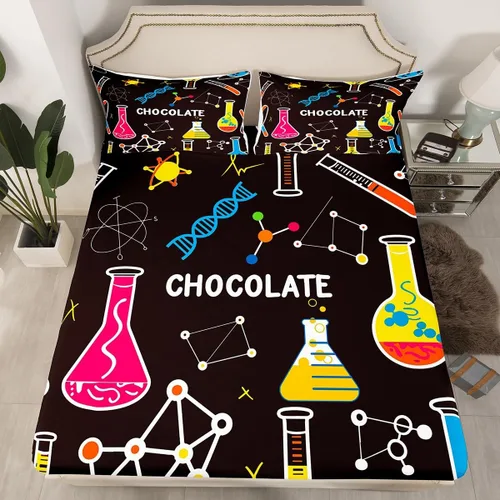 Miniatura 9 de Juego de ropa de cama ajustable con fórmula informática para niños y niños, diseño de geometría de acuarela, números, fórmula matemática, juego