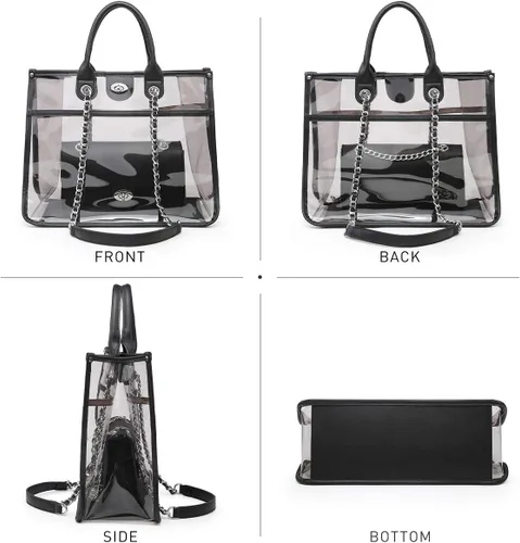 Miniatura 6 de MARCO M KELLY Bolso Grande Transparente Aprobado para Estadios para Mujeres, Bolso de Mano Transparente para Eventos en Estadios, Bolso Bandolera 2