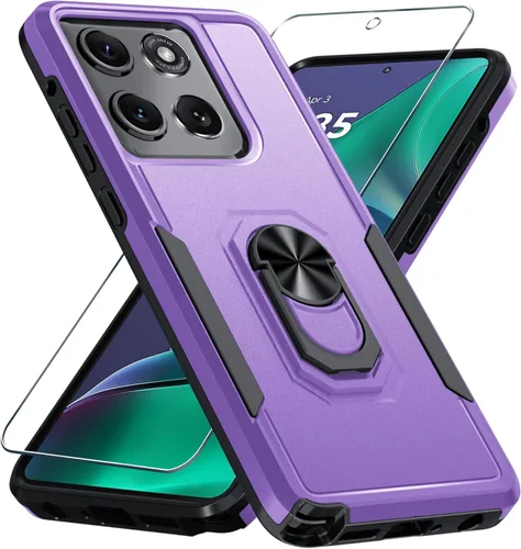 Funda diseñada para Motorola Moto G Stylus 5G 2025/2026, color lavanda | Tempered Glass Screen Protector,Built in Ring Holder Kickstand,Heavy Duty